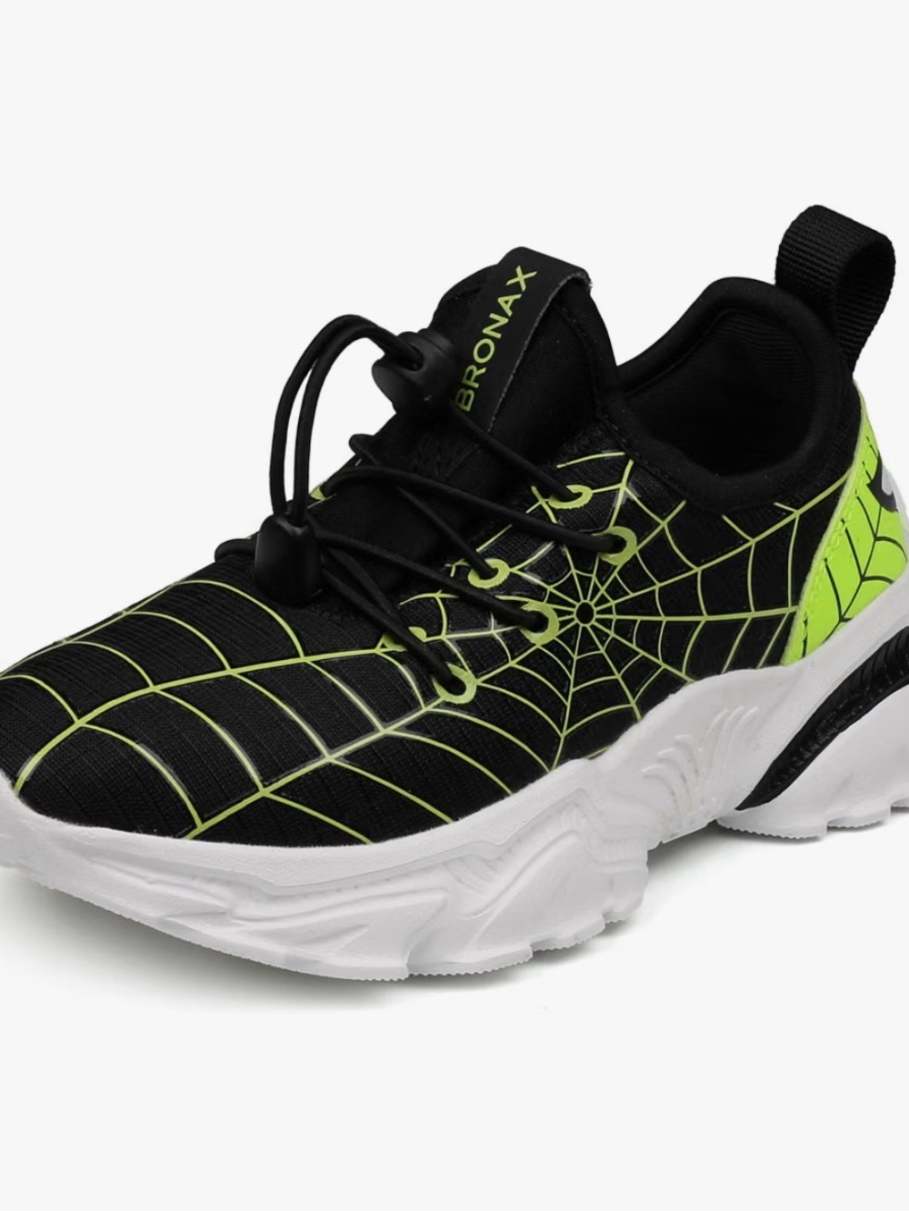 Bronx Kids Black & Neon Green Spider-Web Sneaker